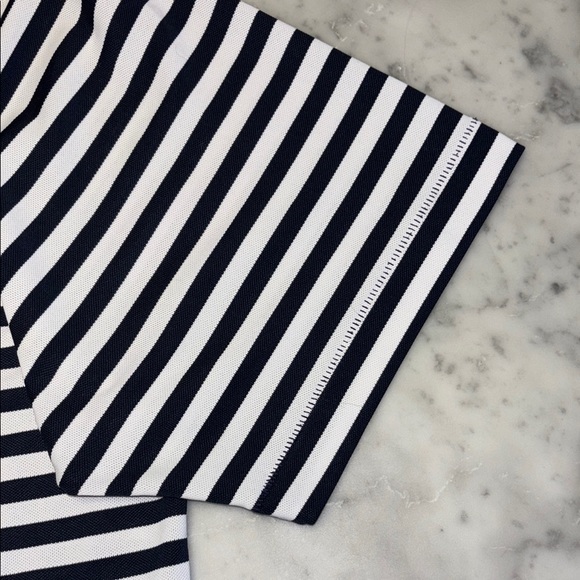 Peter Millar Navy Blue and White Striped Polo Shirt - Size Large - Picture 5 of 5